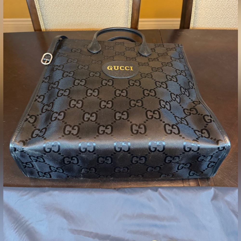 New Authentic Gucci GG Supreme Logo Tote Shoulder Bag Black - Picture 7 of 15